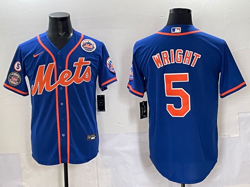 Men 2025 New York Mets 5 Wright Blue Game Nike MLB Jersey style 011